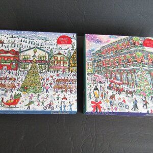 Pair of Michael Storrings  Jigsaw puzzles,  1000 piece each, New Orleans Xmas &